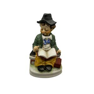 Vintage Waco Musical Figurine Melodies in motion Reading Books Handpainted